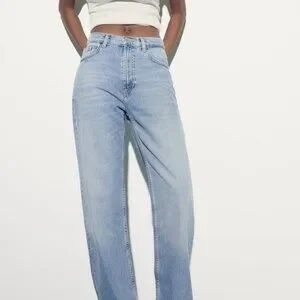 Zara Light Blue Straight Leg Jeans
